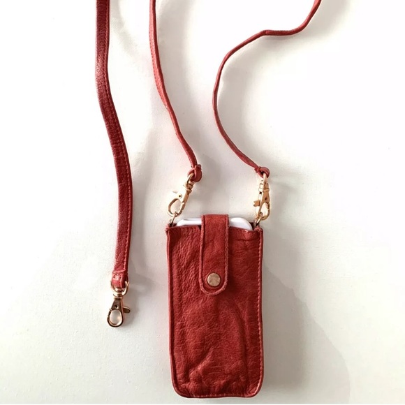 Red Free People Distressed Leather Festival Bag XS crossbody New w Store Tags - Picture 6 of 15